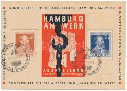 1948 Ausstellung 'Hamburg am Werk' Sonderblatt mit Sonderstempel / 'Hamburg At Work' Exhibition + So. Stpl. (fl)