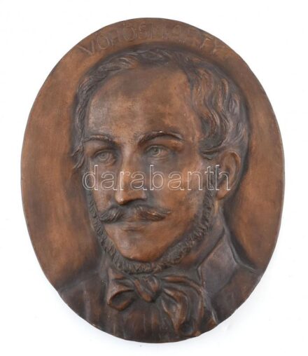 Jelzés nélkül: Vörösmarty Mihály relief, kerámia, kopásokkal, 31x25 cm