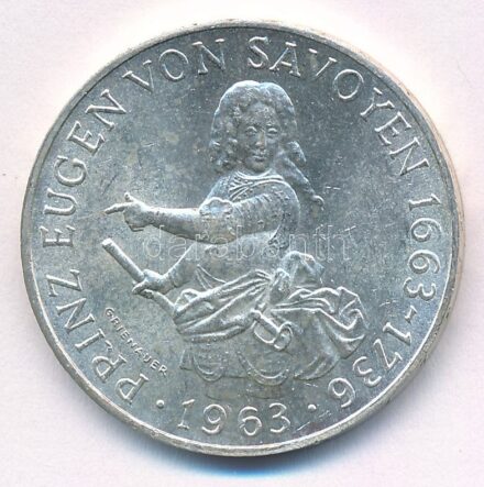 Ausztria 1963. 25Sch Ag '300 éve született Savoyai Jenő herceg' T:2 Austria 1963. 25 Schilling Ag '300th Anniversary of the Birth of Prince Eugen' C:XF Krause KM#2893
