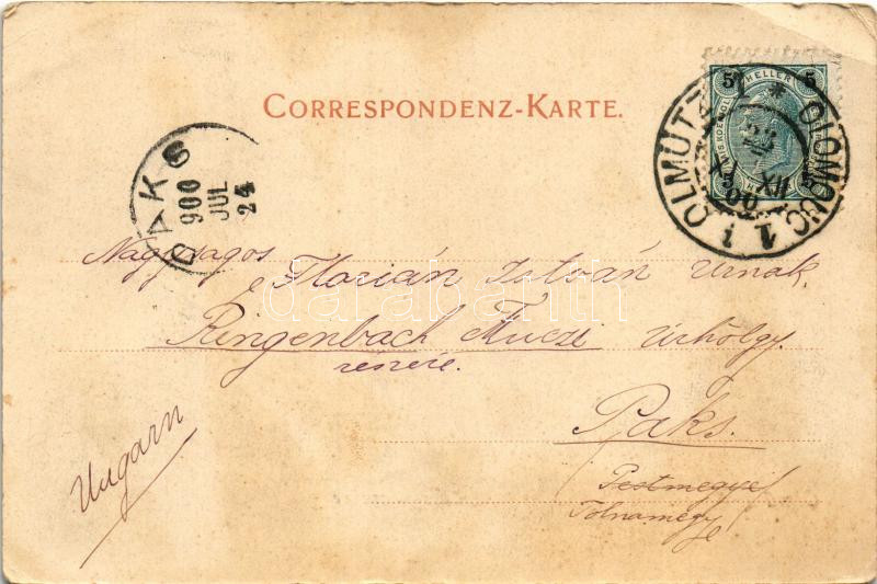 1900 Olomouc, Olmütz; Theresiengasse, Candis Fabrik / street, shop (EK) - Image 2