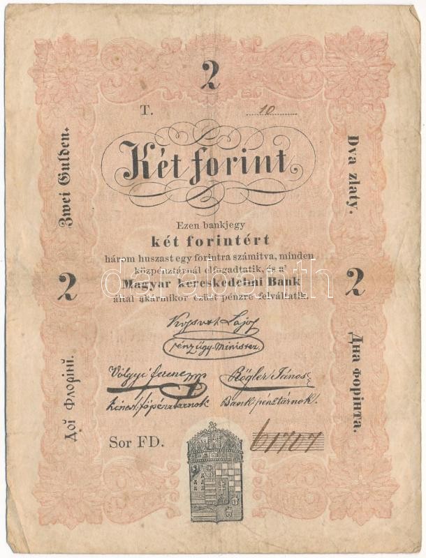 1848. 2Ft 'Kossuth bankó' 'FD.10' T:III Adamo G105