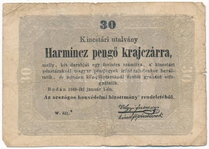 1849. 30kr 'Kossuth bankó' T:III,III- kis ly. Adamo G103