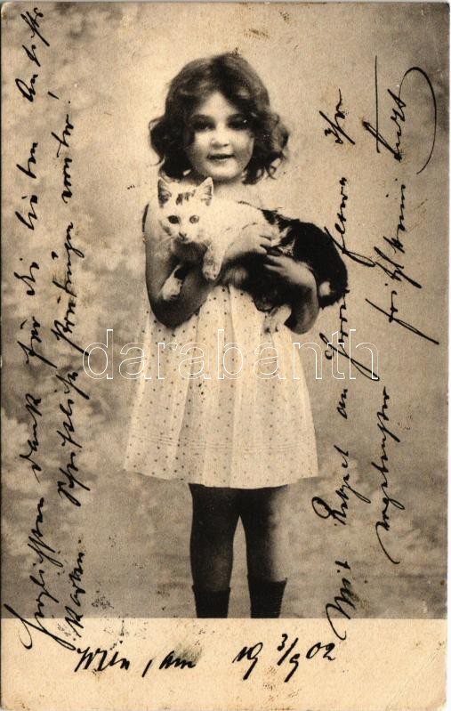 1902 Kislány macskával / girl with cat. K.S.P.M. Nr. 304. (EK)