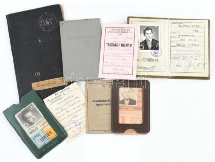 1926-1990 8 db vegyes igazolvány, közte régi leckekönyv