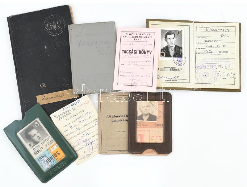 1926-1990 8 db vegyes igazolvány, közte régi leckekönyv