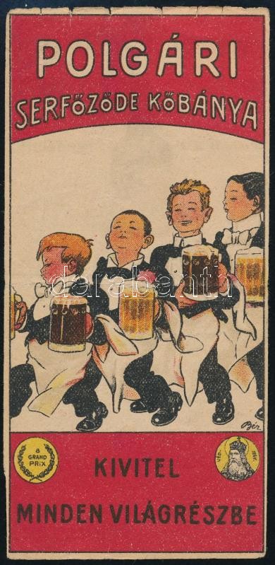 cca 1920-1930 Polgári Serfőződe Kőbánya kétoldalas számolócédula, apró szakadásokkal, 14x6,5 cm