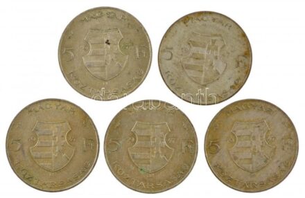 1947. 5Ft Ag 'Kossuth' (5x) T:2,2- patina Adamo F8.1