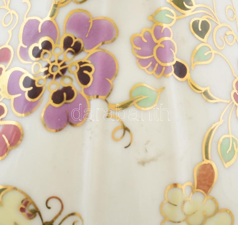 Zsolnay porcelán pillangómintás váza, kézzel festett, jelzett, hibátlan, m: 18 cm - Image 2