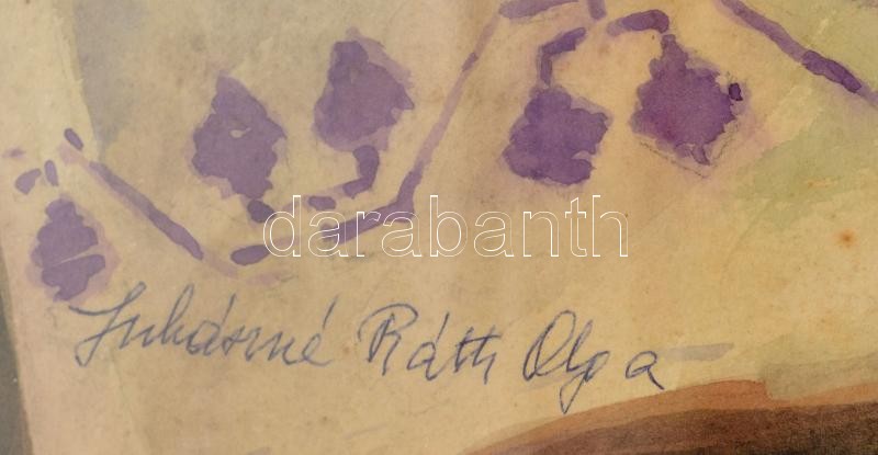 Juhászné Ráth Olga (1891-1969): Csendélet. Akvarell, papír. Jelzett. Dekoratív fakeretben. 80×60 cm - Image 2