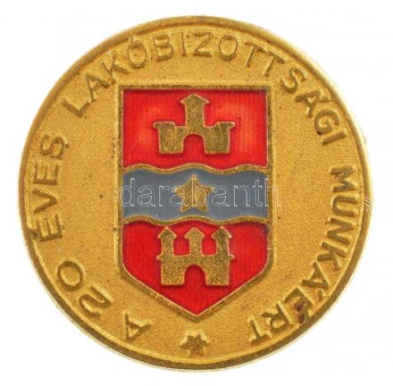 ~1970-1980. 'A 20 éves lakóbizottsági munkáért' aranyozott, részben zománcozott fém jelvény T:1-