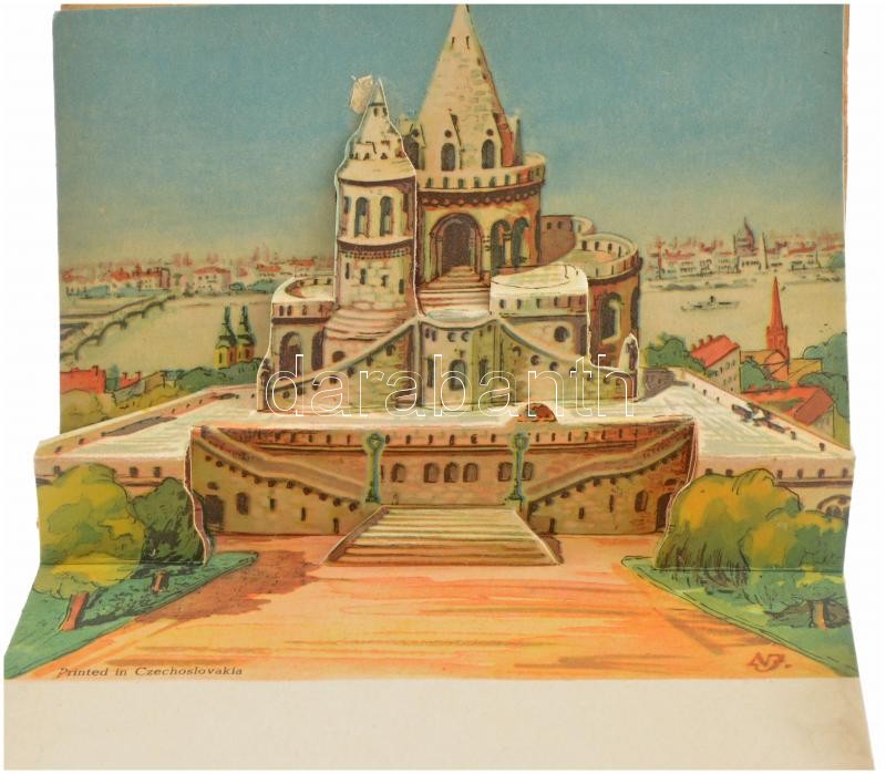 Budapest I. Halászbástya - modern kihajtható dimenziós képeslap. Képzőművészeti Alap / modern pop-up folding dimension postcard (21 x 10,5 cm) (fa) - Image 2