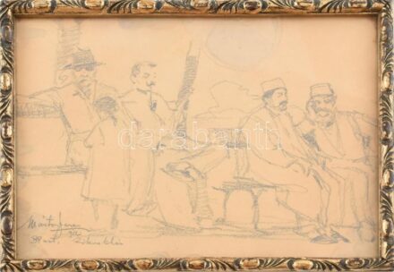 Márton Ferenc (1884-1940): Rókus kórház, 1912. Ceruza, papír, jelzett, foltos, üvegezett fakeretben. 18×24 cm
