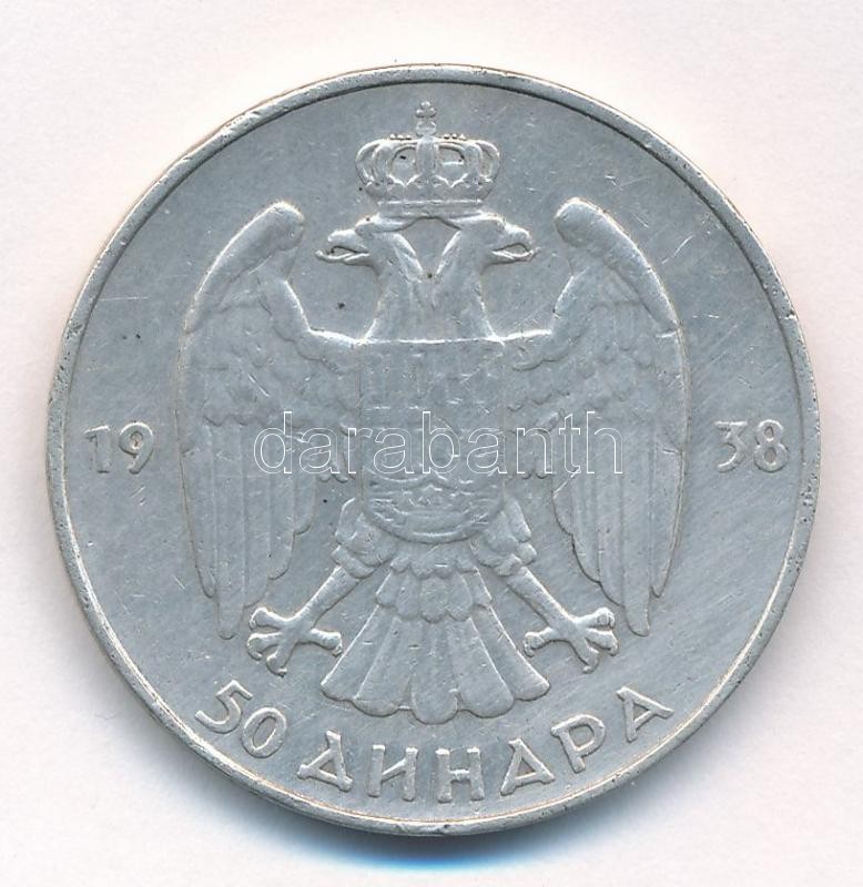 Jugoszlávia 1938. 50D Ag 'II. Péter' T:2 Yugoslavia 1938. 50 Dinara Ag 'Petar II' C:XF Krause KM#24 - Image 2
