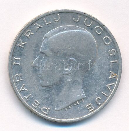 Jugoszlávia 1938. 20D Ag 'II. Péter' T:2- fo. Yugoslavia 1938. 20 Dinara Ag 'Petar II' C:VF spotted Krause KM#23