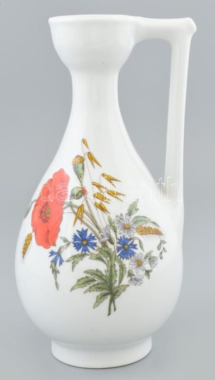 Zsolnay porcelán korsó, jelzett, mázhibákkal, m: 28 cm