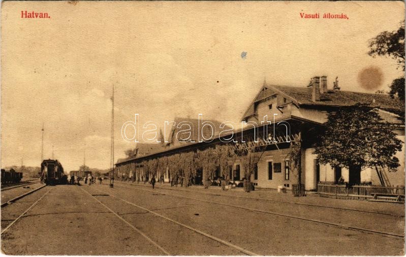 1912 Hatvan, vasútállomás, vonat (fl)