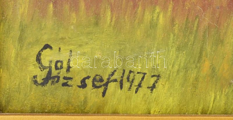 Gál József (?-): Hortobágyi kilenclyukú híd. Olaj, vászon. Jelzett. Dekoratív, kissé sérült fakeretben. 50x65 cm - Image 2