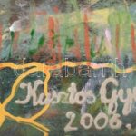 Kusztos Gyula (?-): Szekér fehér paripával. Vegyes technika, farost, jelzett, 46x71 cm. Dekoratív, kissé sérült fakeretben. - Image 2