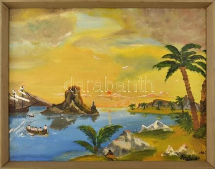 Pelle András (?-): Délvidéki élet, 1980. Olaj, farost. Jelzett. Fakeretben. 65x83,5 cm