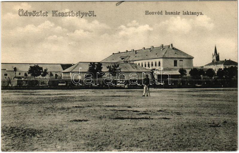 Keszthely, Honvéd huszár laktanya. Sujánszky József kiadása
