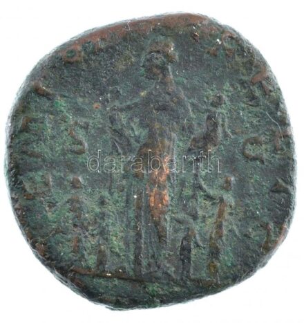 Római Birodalom / Róma / II. Faustina 161-175. Sestertius bronz (21,24g) T:3 Roman Empire / Rome / Faustina II 161-175. Sestertius bronze 'FAVSTINA AVGVSTA / TEMP[OR] FELIC S-C' (21,24g) C:F