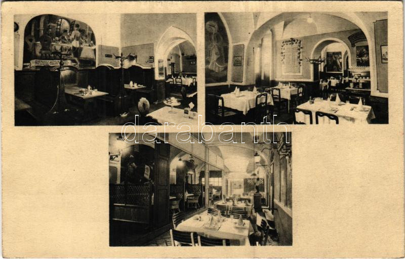 Budapest V. 100 éves Krist (Százéves étterem) söröző 'Buda városához', belső. Piarista utca 2.