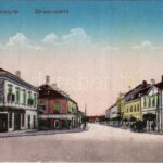 Kőszeg, Király út, Arany Strucz szálloda, Takarékpénztár, Kopfstein Mór és Bernát üzlete. Róth Jenő kiadása
