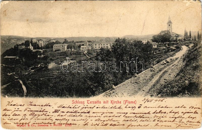1906 Fiume, Rijeka; Schloss Tersatto mit Kirche / castle, church (EM)