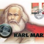 Szovjetunió 1983. 1R 'Karl Marx' érmés borítékban, bélyegzéses bélyeggel, német nyelvű leírással T:PP Soviet Union 1983. 1 Rouble 'Karl Marx' in coin envelope with stamp and cancellation, with German description C:PP Krause Y#191.1