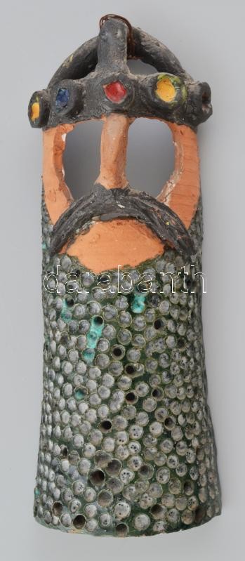 Retró kerámia falidísz, király fej, jelzés nélkül, hibátlan, m: 29 cm