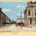 Sopron, Király utca, villamos, Karolina Udvar. Hagenauer György kiadása