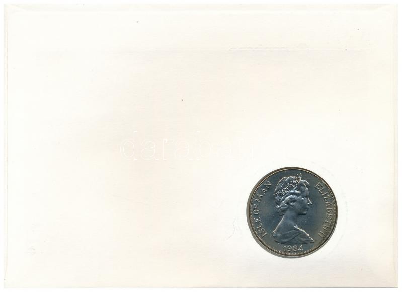 Man-sziget 1984. 1C Cu-Ni 'Szarajevói Téli Olimpia' felbélyegzett borítékon, alkalmi bélyegzéssel T:1 patina Isle of Man 1984. 1 Crown Cu-Ni 'Winter Olympic Games in Sarajevo' in envelope with stamp C:UNC patina Krause KM#117 - Image 2