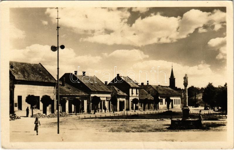 Nagymegyer, Velky Meder, Calovo; utca, üzletek / street view, shops (gyűrődés / crease)