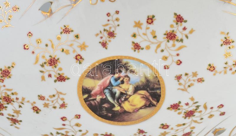 Nagy méretű talpas kínálótál, porcelán, jelzés nélkül, hibátlan, m:20,5cm, d:38x29cm - Image 2