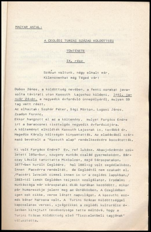 1986 A Ceglédi Turini Százas Küldöttség Múzeumbaráti Kör Értesítője, 102p - Image 2