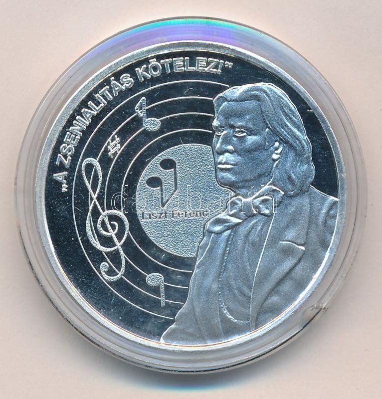 DN 'Nemzetünk nagyjai - Liszt Ferenc' kétoldalas Ag emlékérem (10,37g/0,999/35mm) T:PP ujjlenyomat, patina