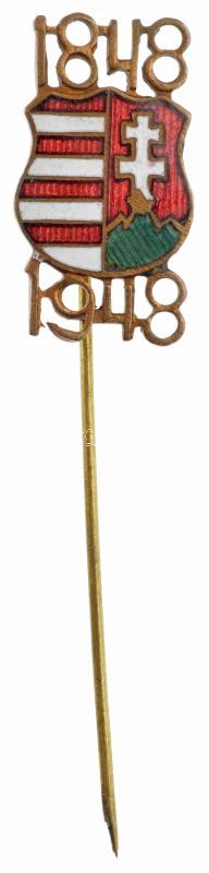 1948. '1848-1849-es forradalom és szabadságharc kirobbanásának 100. évfordulója' zománcozott bronz jelvény T:1- apró zománchiba