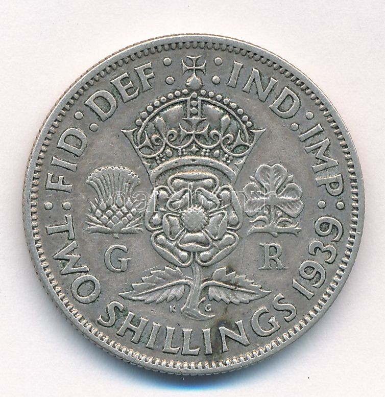 Nagy-Britannia 1939. 2Sh Ag 'VI. György' T:2,2- Great Britain 1939. 2 Shilling Ag 'George VI' C:XF,VF - Image 2
