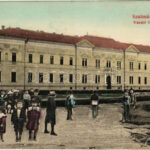 1911 Szatmárnémeti, Satu Mare; Vasúti Internátus. Montázs tanulókkal, Reizer János kiadása / railway boarding school. Montage with students