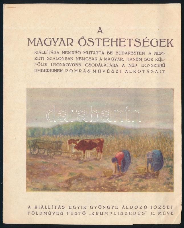 1934 A magyar őstehetségek kiállítási prospektusa, kihajtható, Bp., Athenaeum-ny.