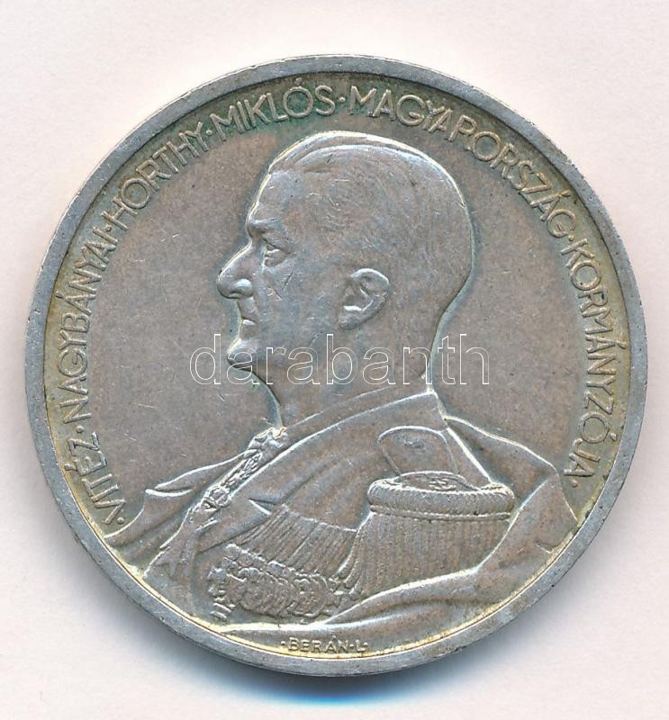 1939. 5P Ag 'Horthy balra' T:2 kis patina Adamo P8.2