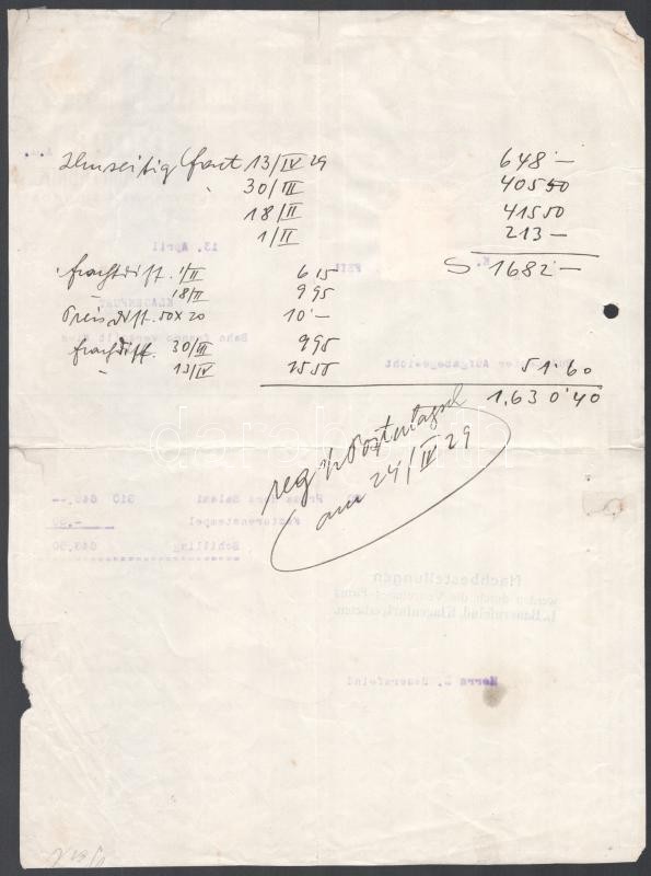 1929 Bp., Herman Herz Söhne Salami Fabrik fejléces számlája, rajta a gyár látképével, illetékbélyeggel - Image 2