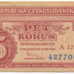 Csehszlovákia 1949. 5K T:III kis beszakadás Czechoslovakia 1949. 5 Korun C:F small tear Krause P#68