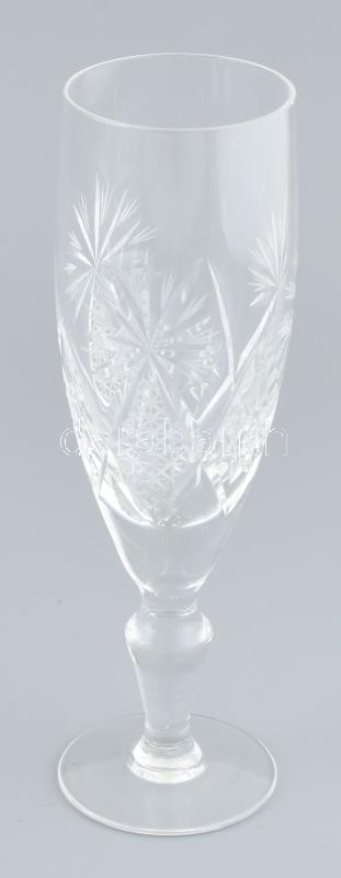 6 db kristály pezsgős pohár, hibátlan, m: 18,5 cm - Image 2