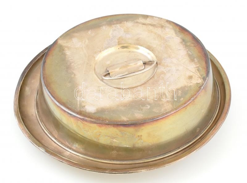 Royal szálló fedeles alpakka kínáló tál. d: 31 cm