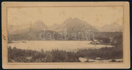 1888 Csorba-tó, Magas-Tátra, keményhátú fotó, hátoldalon feliratozva, 11×21 cm / Štrbské pleso, Vysoké Tatry
