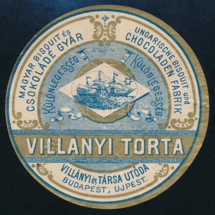 Villányi és Társa Utóda Magyar Bisquit és csokoládé Gyár - Villányi torta címke