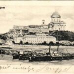 1908 Esztergom, Bazilika és prímási palota, hajóállomás, gőzhajó (EK)