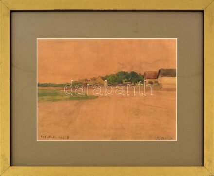 Juszkó B jelzéssel: Táj. Akvarell, papír, üvegezett fakeretben. 22×30 cm