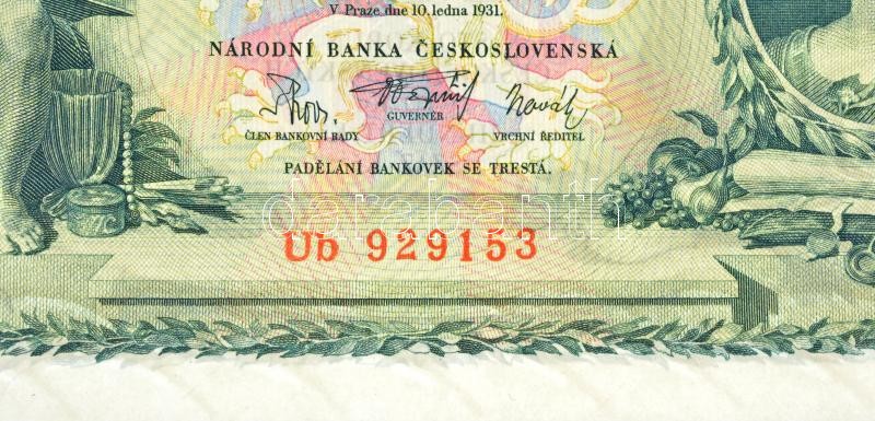Csehszlovákia 1931. 100K 'SPECIMEN (MINTA)' perforációval 'Ub 929153' T:I,I- / Czechoslovakia 1931. 100 Korun with 'SPECIMEN' perforation 'Ub 929153' C:UNC,AU Krause P#23.s - Image 3